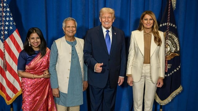 ট্রাম্প ও ফার্স্ট লেডির সাথে ড. ইউনূসের হাস্যোজ্জ্বল ছবি 